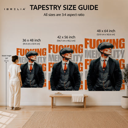 Thomas Shelby F*ing Mentality Peaky Blinders Wall Tapestry | Premium Heavyweight Jute Fabric Wall Hanging**