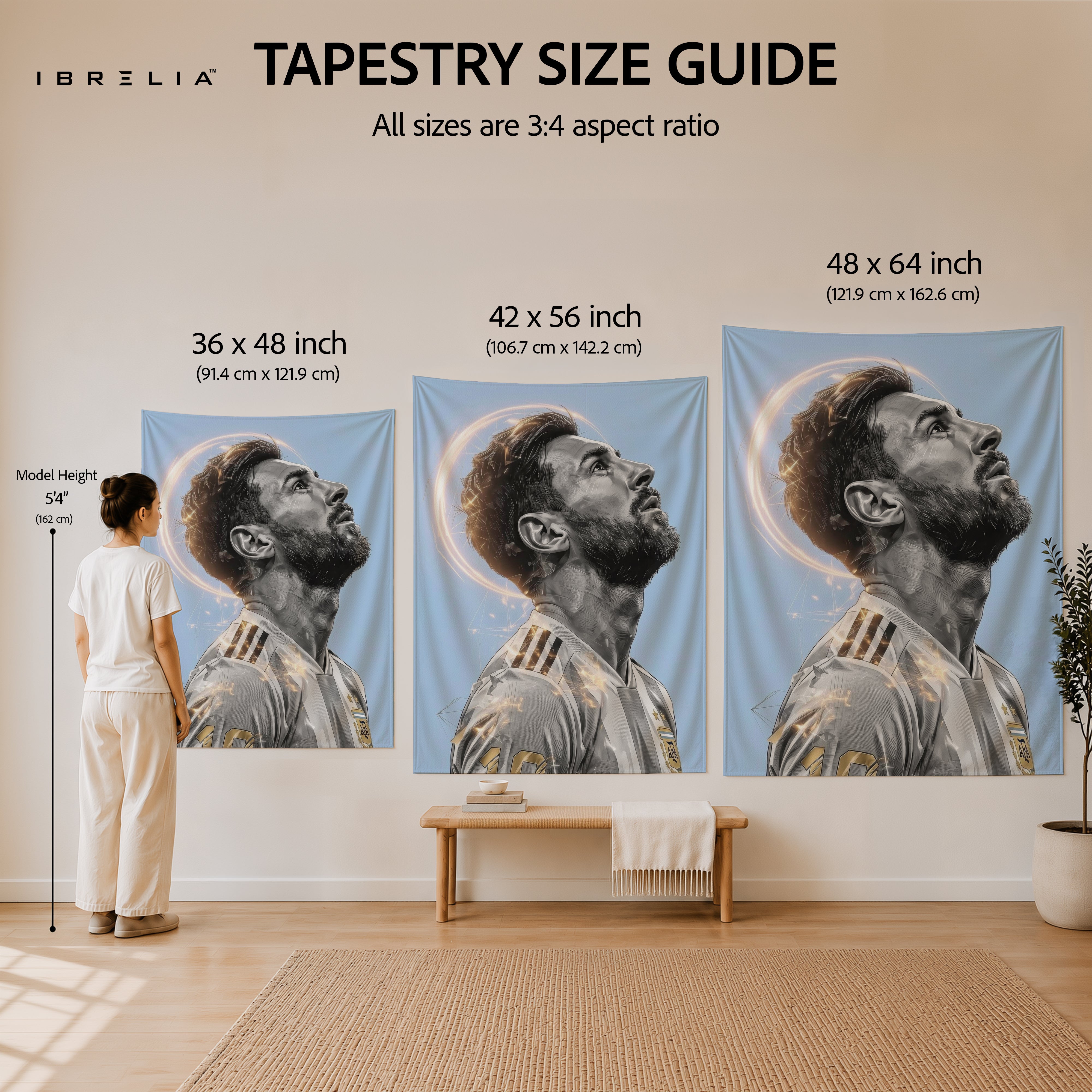Lionel Messi Divine Aura Wall Tapestry | Premium Heavyweight Jute Fabric Wall Hanging