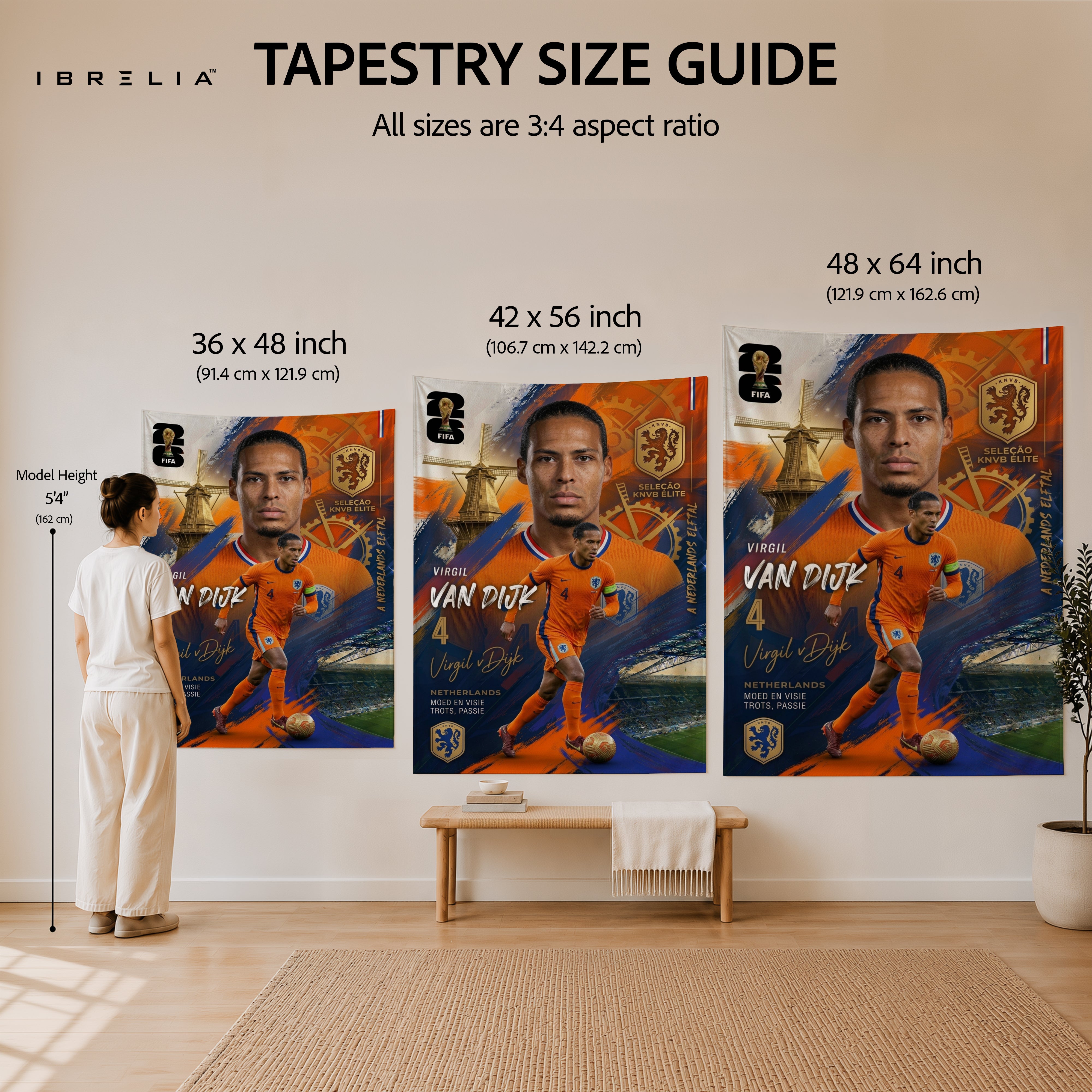 Virgil van Dijk Netherlands Champion Edition Wall Tapestry | Premium Heavyweight Jute Fabric Wall Hanging