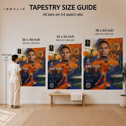 Virgil van Dijk Netherlands Champion Edition Wall Tapestry | Premium Heavyweight Jute Fabric Wall Hanging