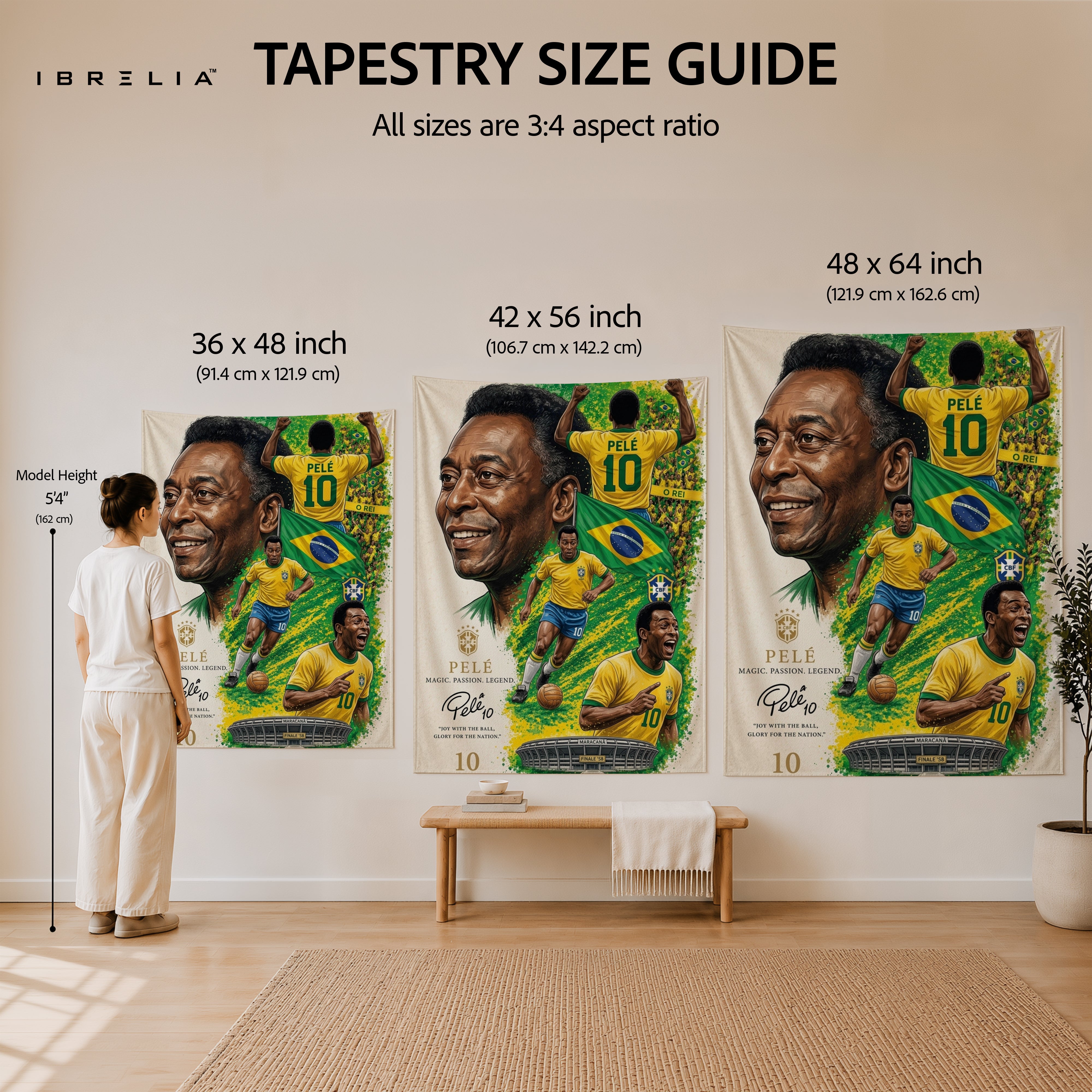 Pelé Brazil Legend Wall Tapestry | Premium Heavyweight Jute Fabric Wall Hanging