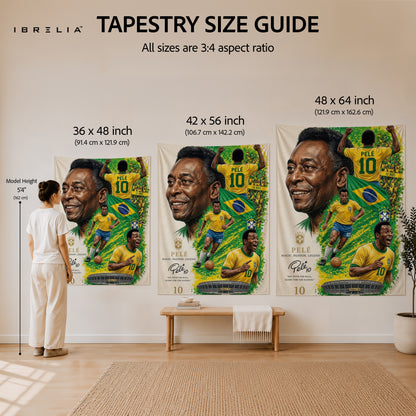 Pelé Brazil Legend Wall Tapestry | Premium Heavyweight Jute Fabric Wall Hanging