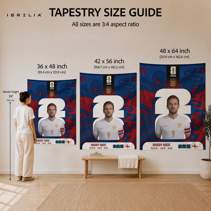 Harry Kane England World Cup 2026 Wall Tapestry | Premium Heavyweight Jute Fabric Wall Hanging
