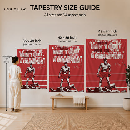 Muhammad Ali Champion Mindset Wall Tapestry | Premium Heavyweight Jute Fabric Wall Hanging