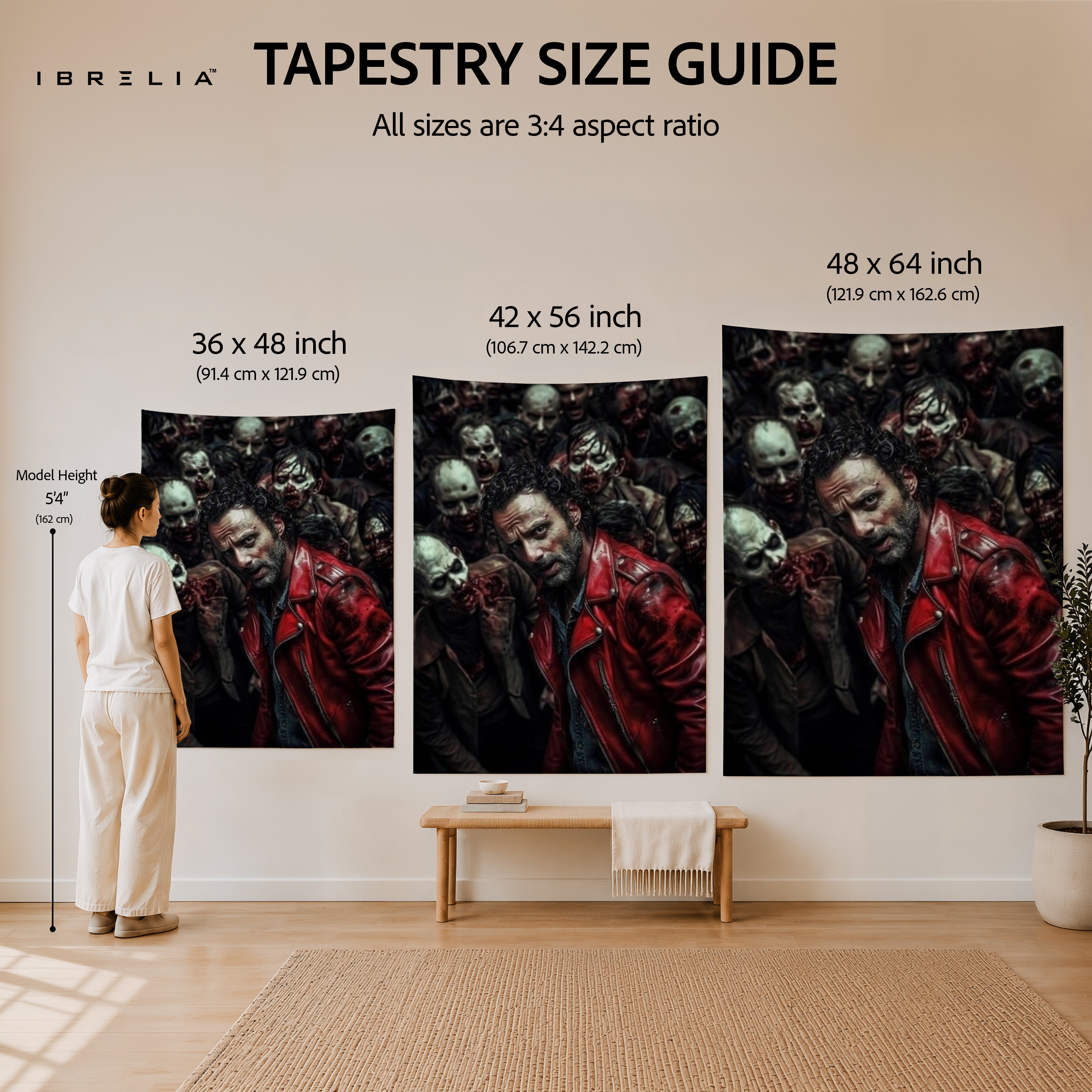 Rick Grimes Walker Horde The Walking Dead Wall Tapestry | Premium Heavyweight Jute Fabric Wall Hanging