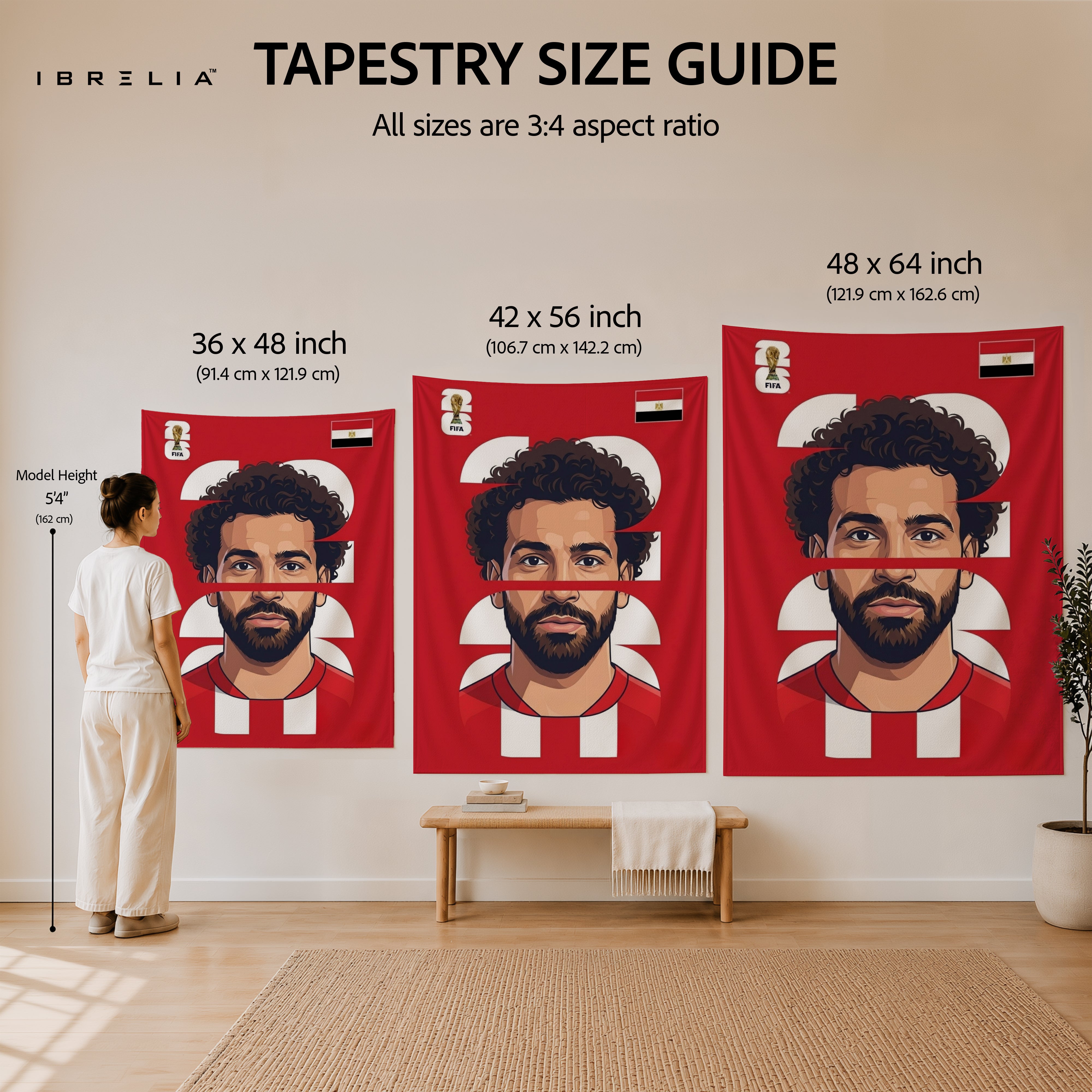 Mohamed Salah Egypt Minimal Portrait Wall Tapestry | Premium Heavyweight Jute Fabric Wall Hanging