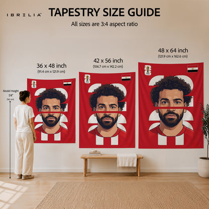 Mohamed Salah Egypt Minimal Portrait Wall Tapestry | Premium Heavyweight Jute Fabric Wall Hanging