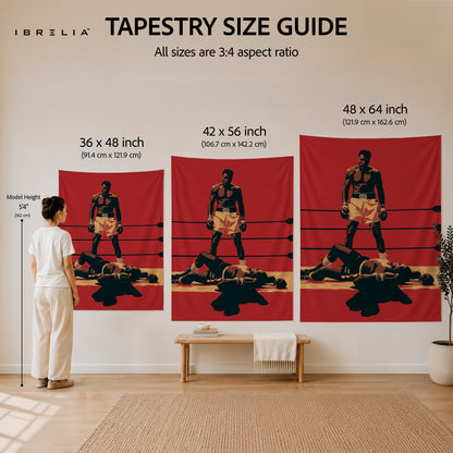 Muhammad Ali Iconic Knockout Wall Tapestry | Premium Heavyweight Jute Fabric Wall Hanging