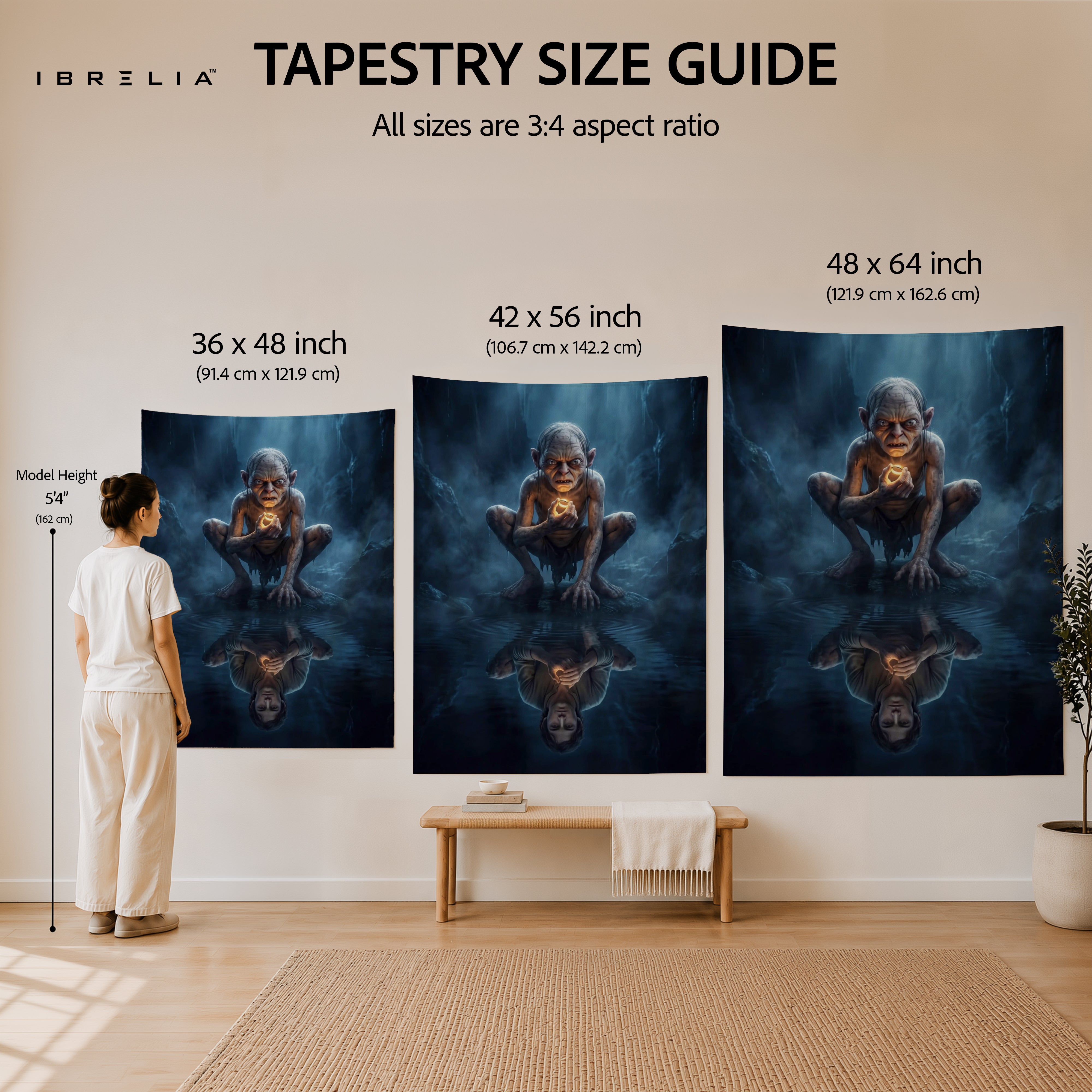 Gollum and the One Ring Wall Tapestry – Lord of the Rings Fantasy Wall Hanging