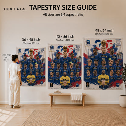 France National Football Team Champions Wall Tapestry | Premium Heavyweight Jute Fabric Wall Hanging
