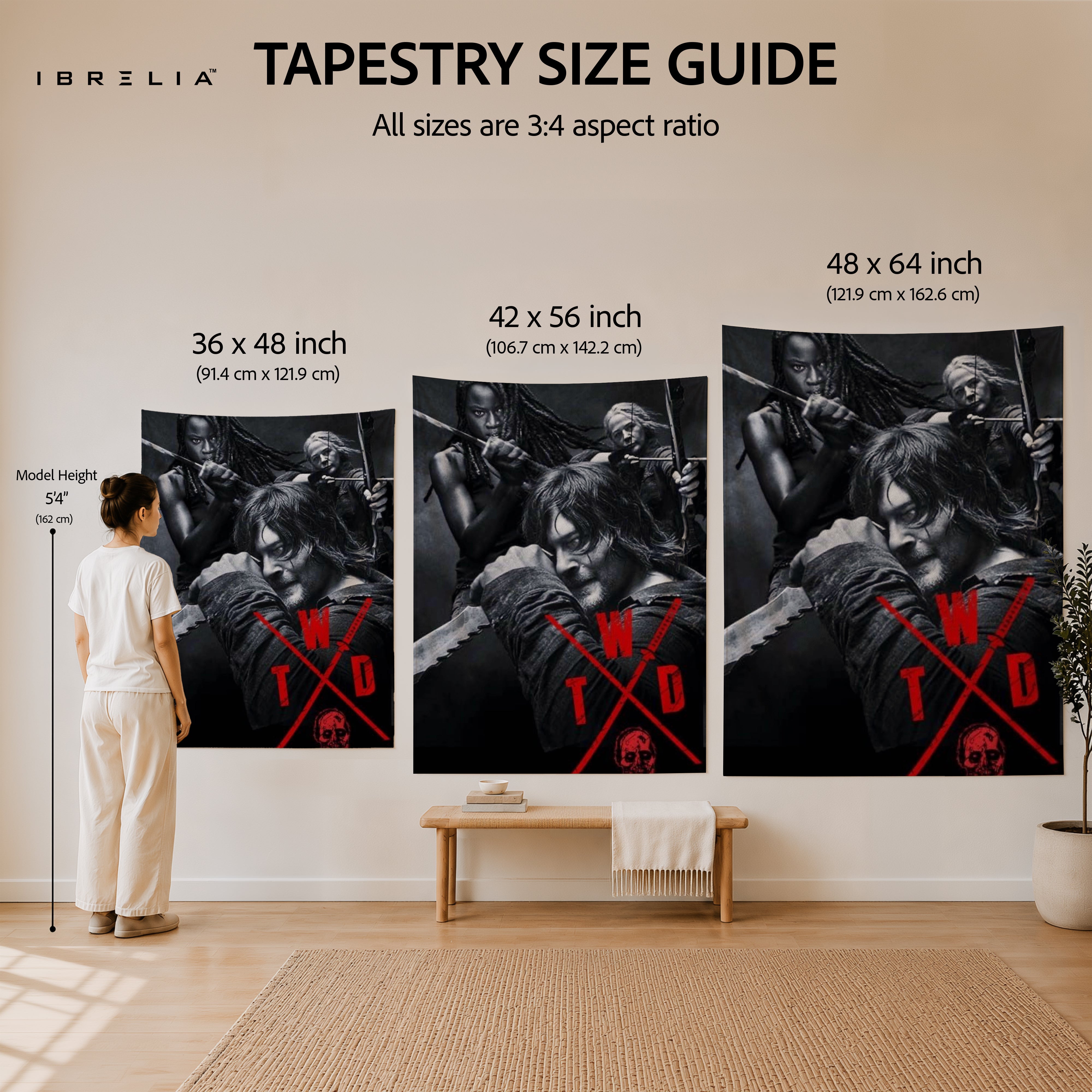 The Walking Dead Heroes Wall Tapestry | Premium Heavyweight Jute Fabric Wall Hanging