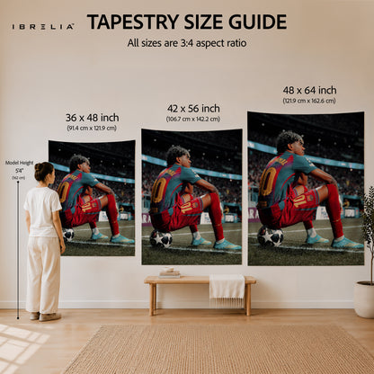 Lamine Yamal Barcelona Stadium Wall Tapestry | Premium Heavyweight Jute Fabric Wall Hanging