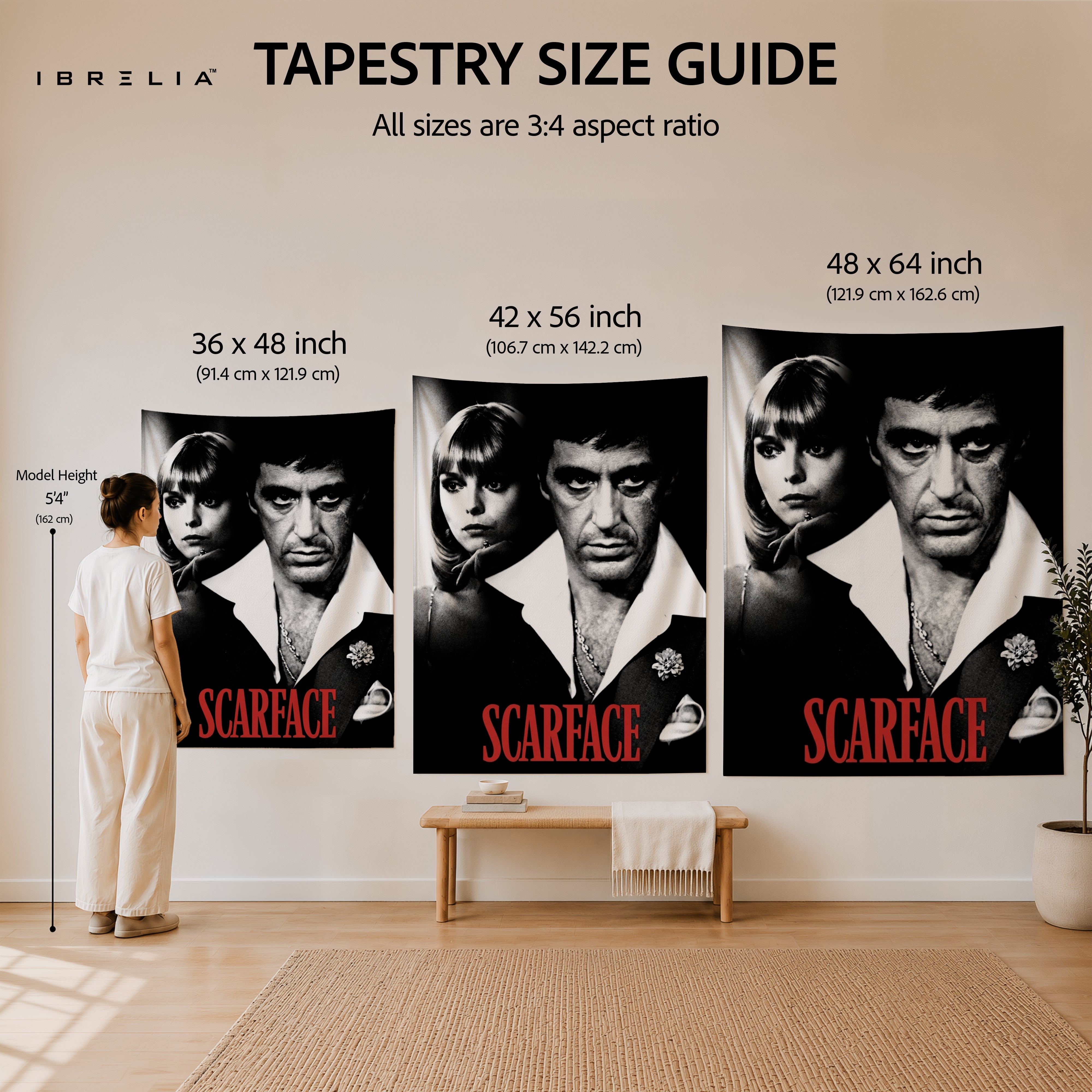 Scarface Tony Montana & Elvira Wall Tapestry – Premium Movie Wall Hanging & Home Decor in Pakistan