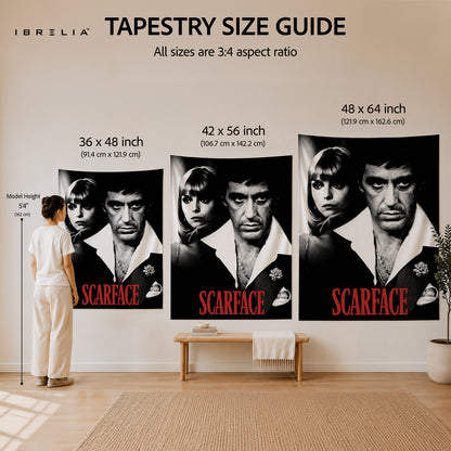 Scarface Tony Montana & Elvira Wall Tapestry – Premium Movie Wall Hanging & Home Decor in Pakistan