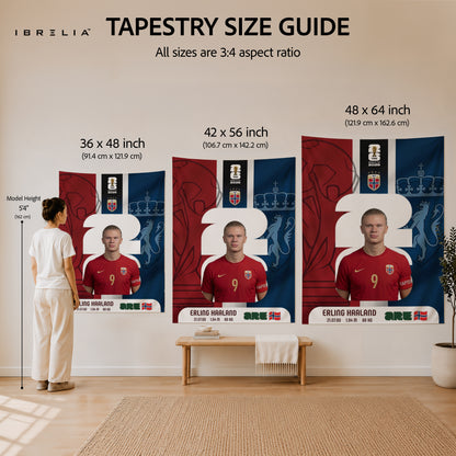 Erling Haaland Norway World Cup 2026 Wall Tapestry | Premium Heavyweight Jute Fabric Wall Hanging