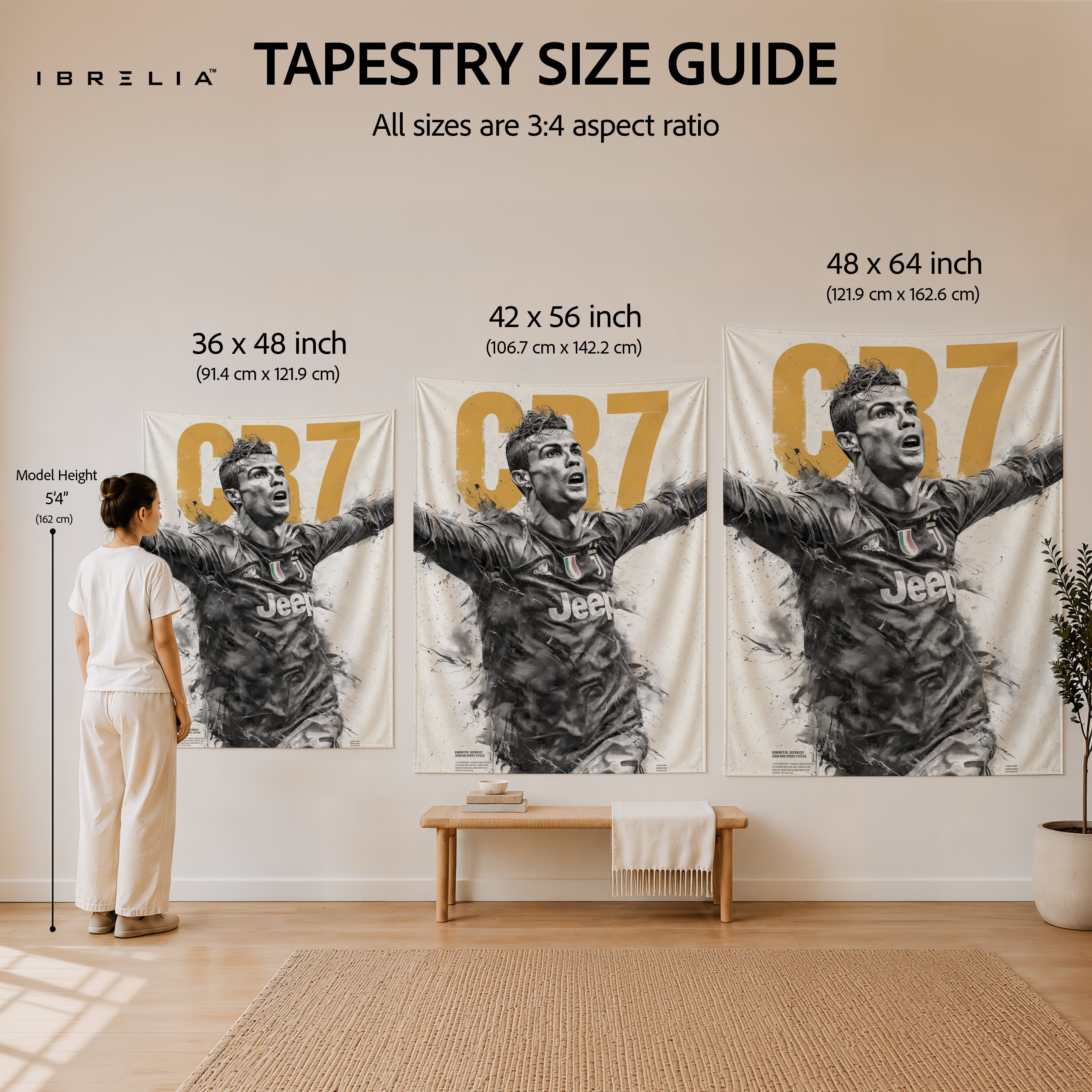 Cristiano Ronaldo CR7 Juventus Wall Tapestry | Premium Heavyweight Jute Fabric Wall Hanging