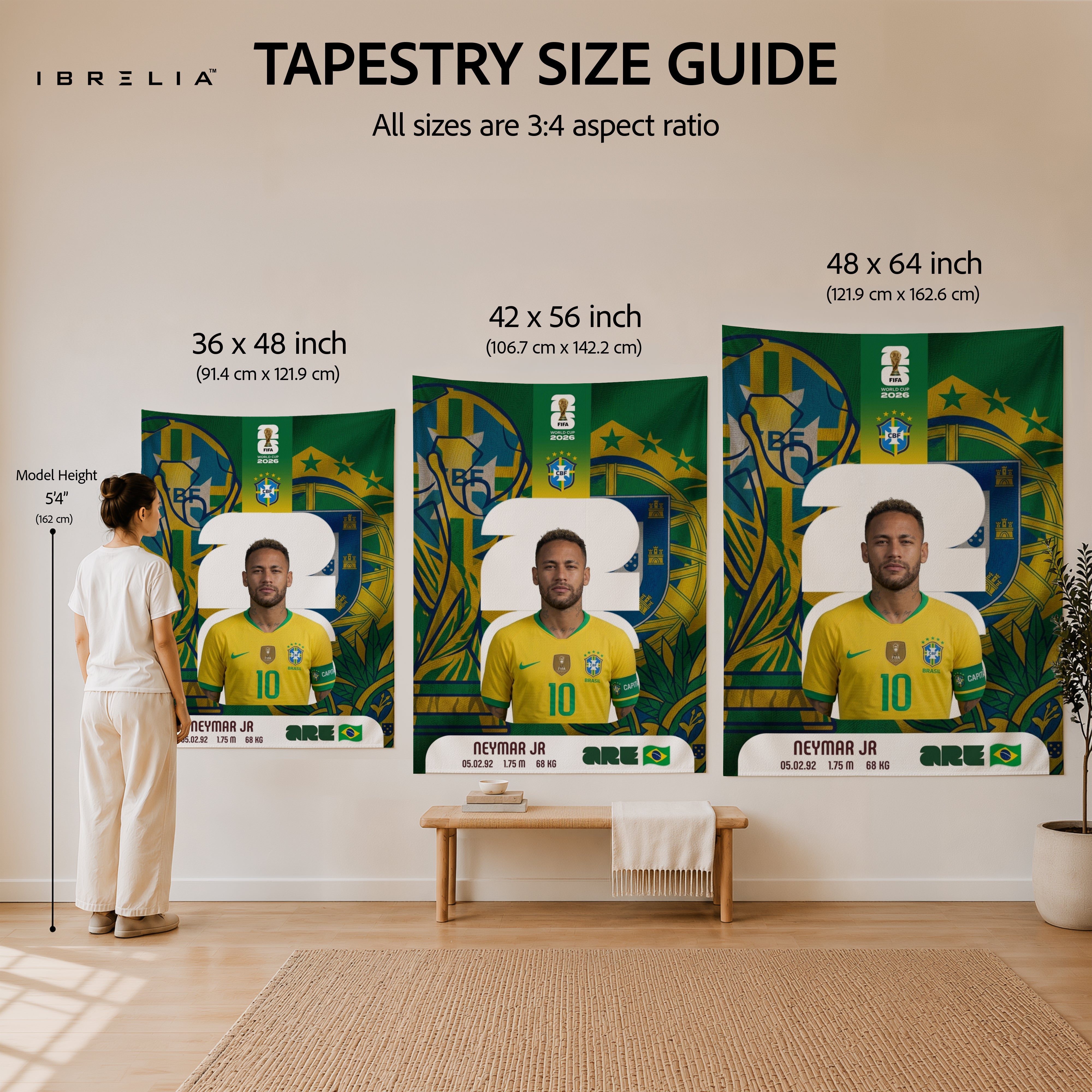 Neymar Jr Brazil Number 10 Wall Tapestry | Premium Heavyweight Jute Fabric Wall Hanging