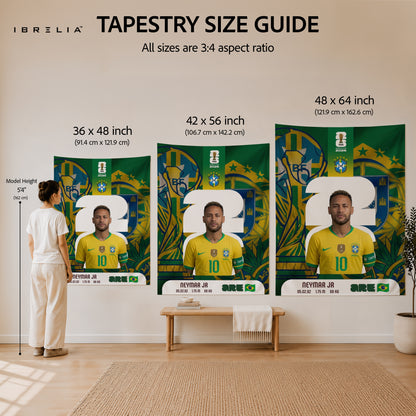 Neymar Jr Brazil Number 10 Wall Tapestry | Premium Heavyweight Jute Fabric Wall Hanging