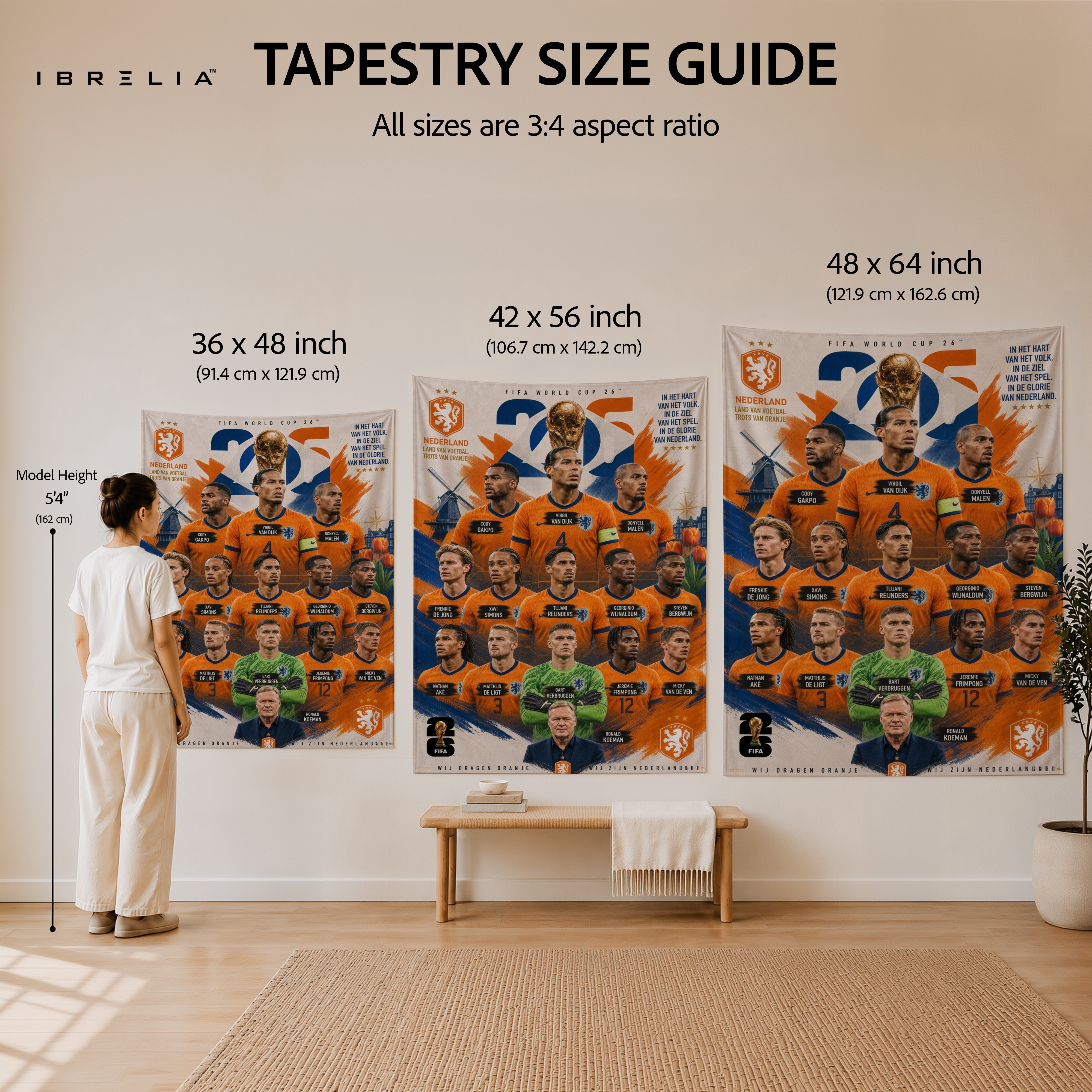 Netherlands National Football Team Legends Wall Tapestry | Premium Heavyweight Jute Fabric Wall Hanging