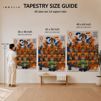 Netherlands National Football Team Legends Wall Tapestry | Premium Heavyweight Jute Fabric Wall Hanging
