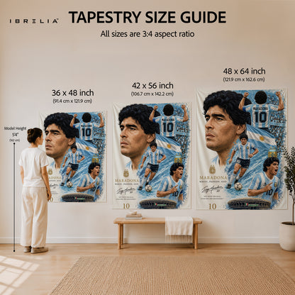 Diego Maradona Argentina Legend Wall Tapestry | Premium Heavyweight Jute Fabric Wall Hanging