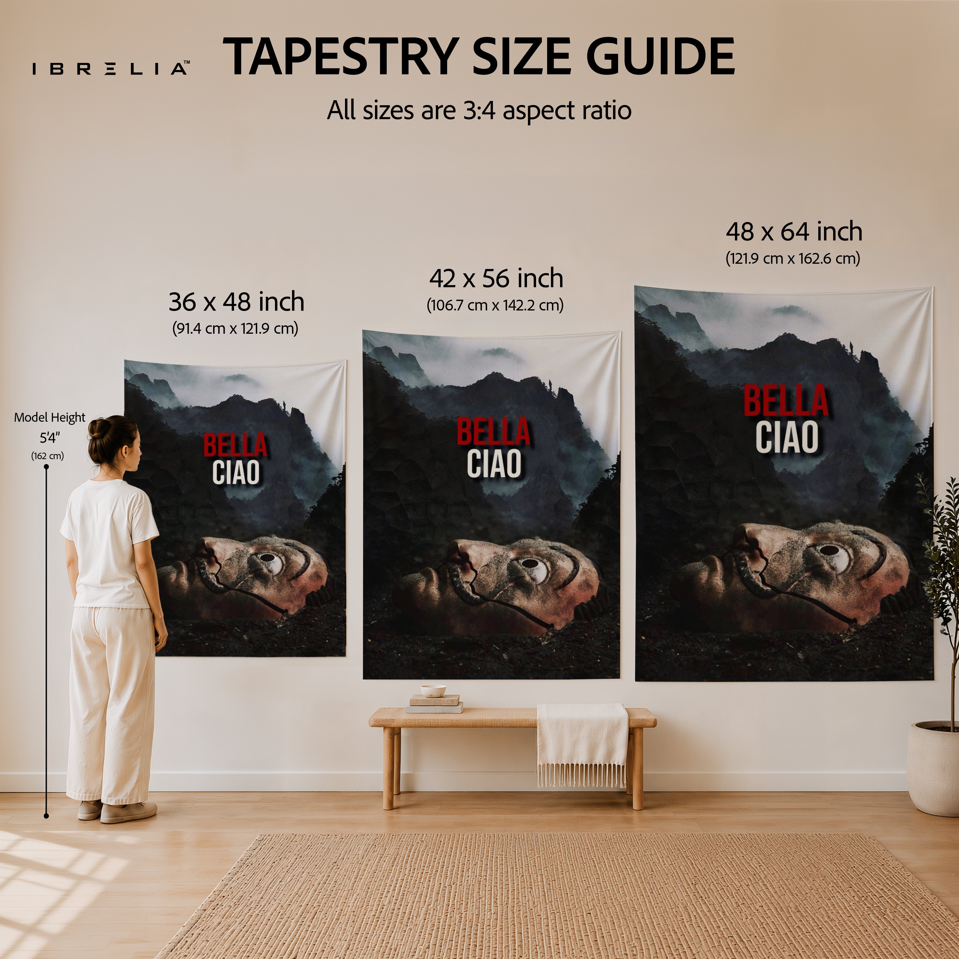 Bella Ciao Money Heist Wall Tapestry | Premium Heavyweight Jute Fabric Wall Hanging