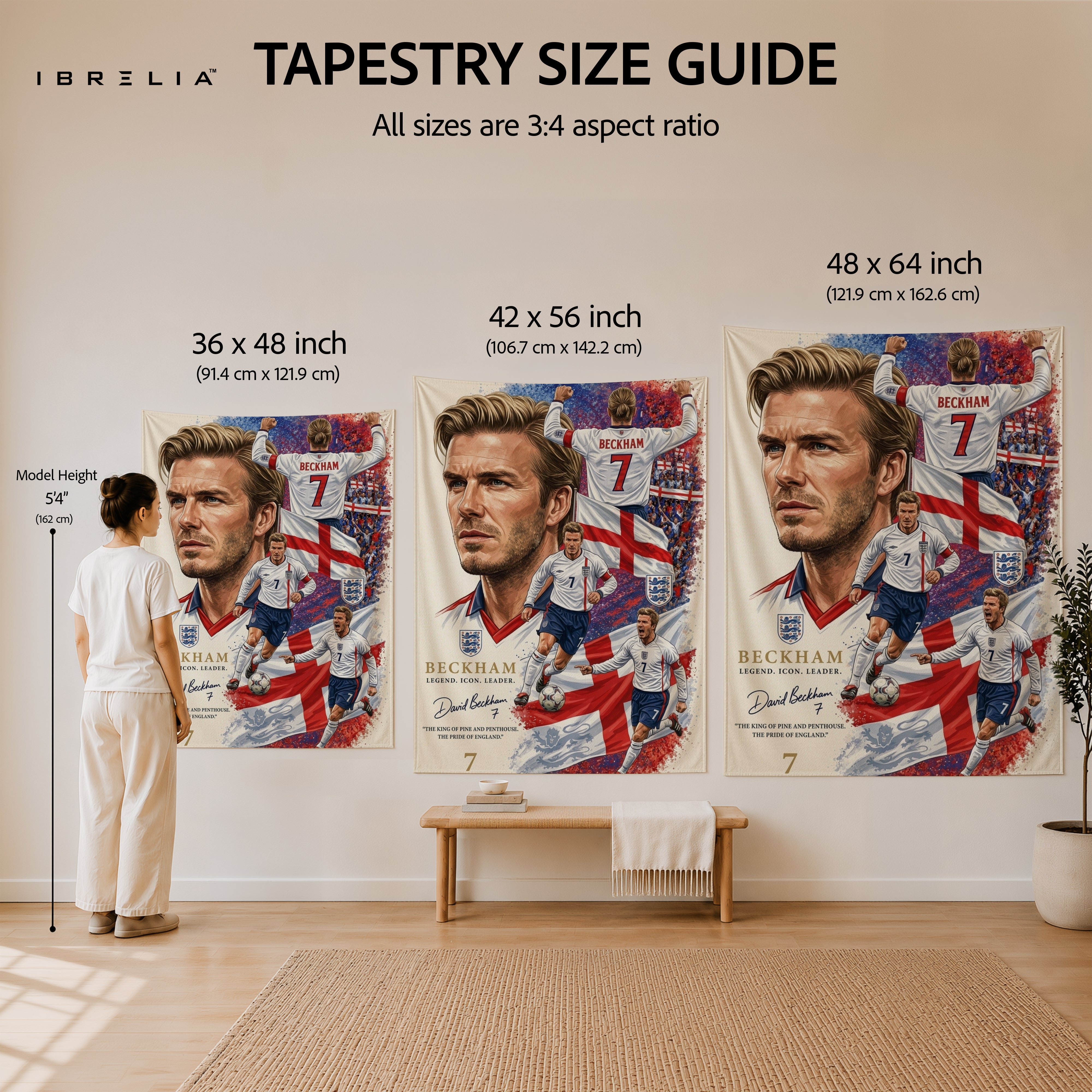 David Beckham England Legend Wall Tapestry | Premium Heavyweight Jute Fabric Wall Hanging