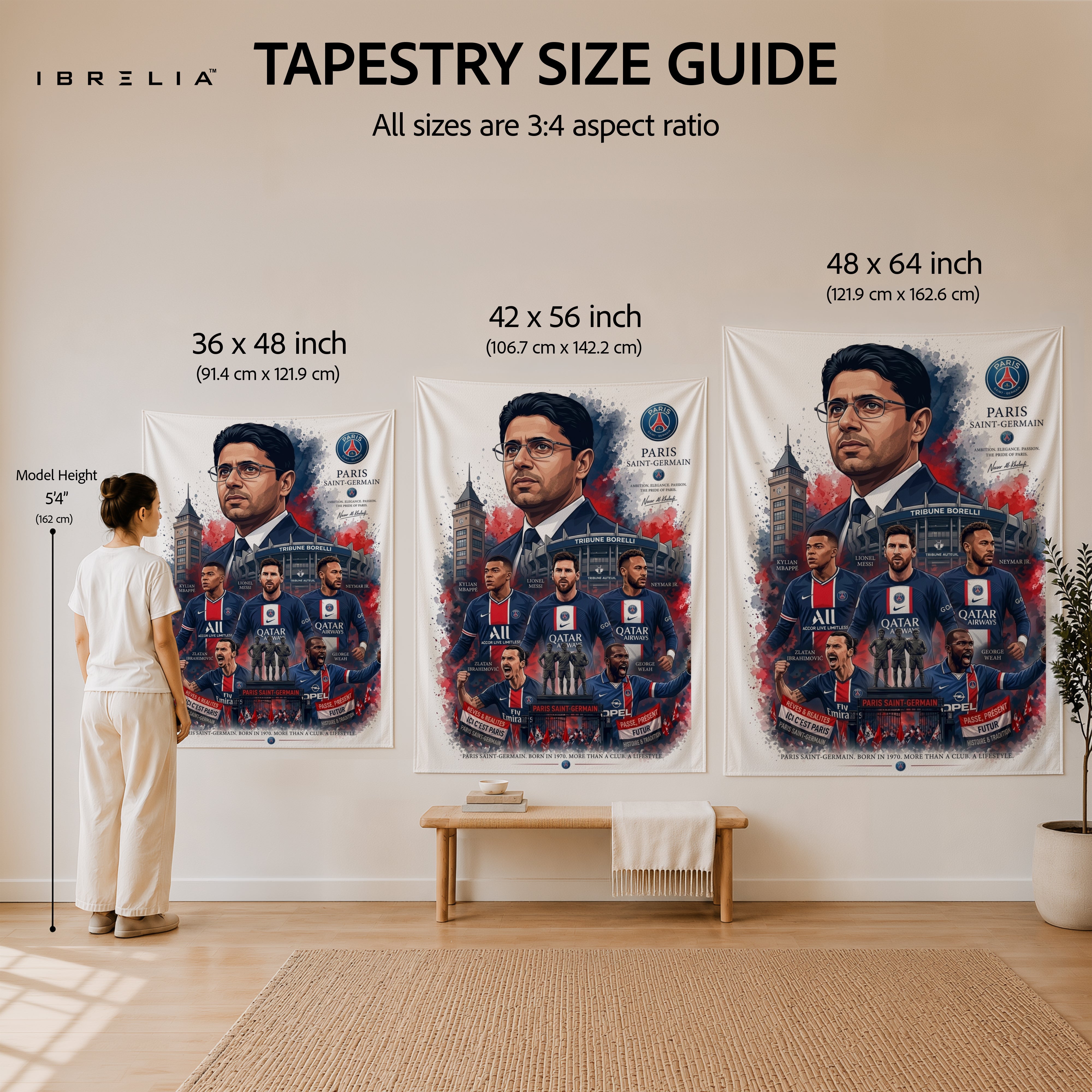 Nasser Al-Khelaifi Paris Saint-Germain Legend Wall Tapestry | Premium Heavyweight Jute Fabric Wall Hanging