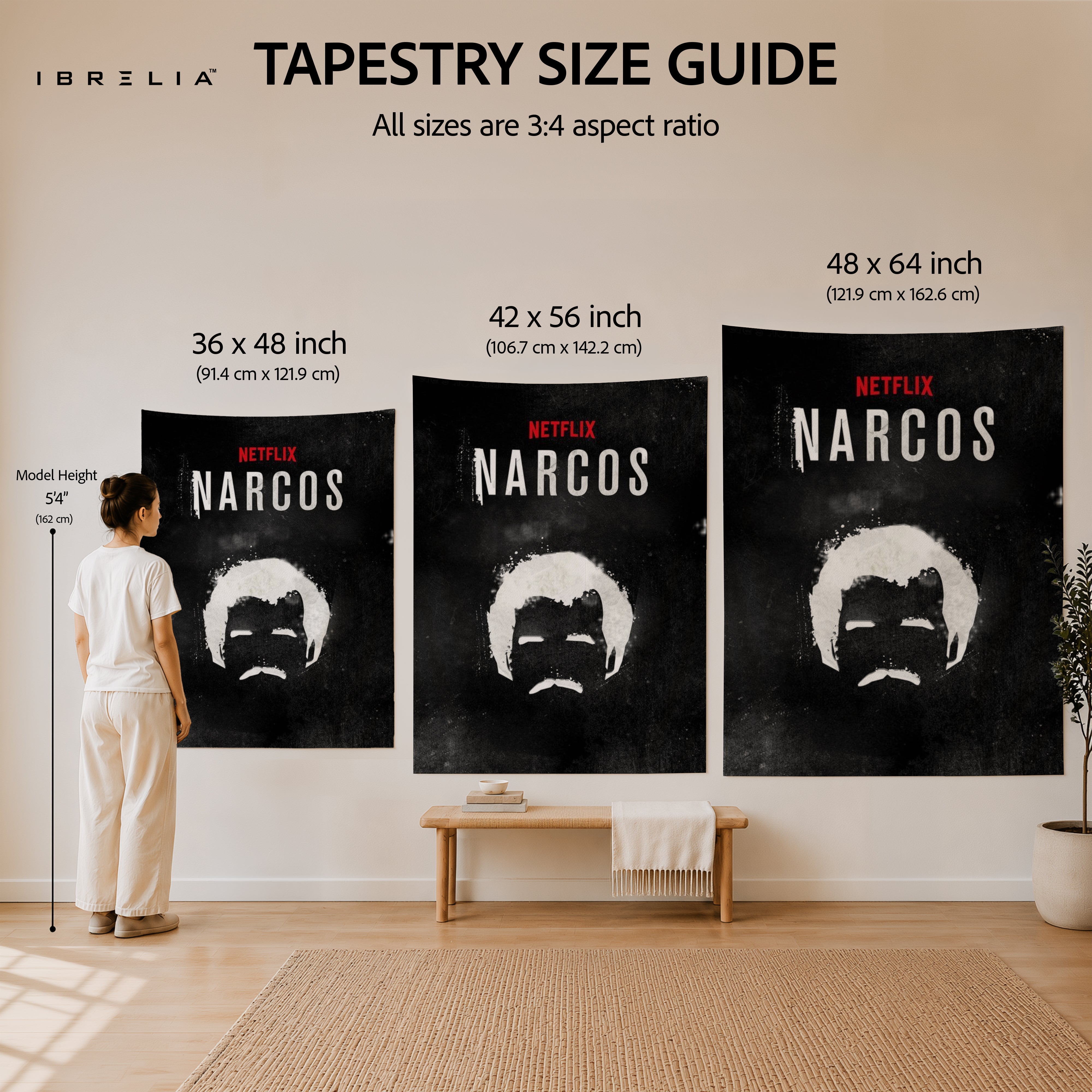 Narcos Minimalist Wall Tapestry | Premium Heavyweight Jute Fabric Wall Hanging