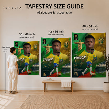 Vinícius Júnior Brazil Champion Edition Wall Tapestry | Premium Heavyweight Jute Fabric Wall Hanging