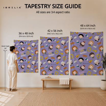 Friends Cute Cartoon Characters Wall Tapestry – Kawaii Sitcom Pattern Wall Hanging