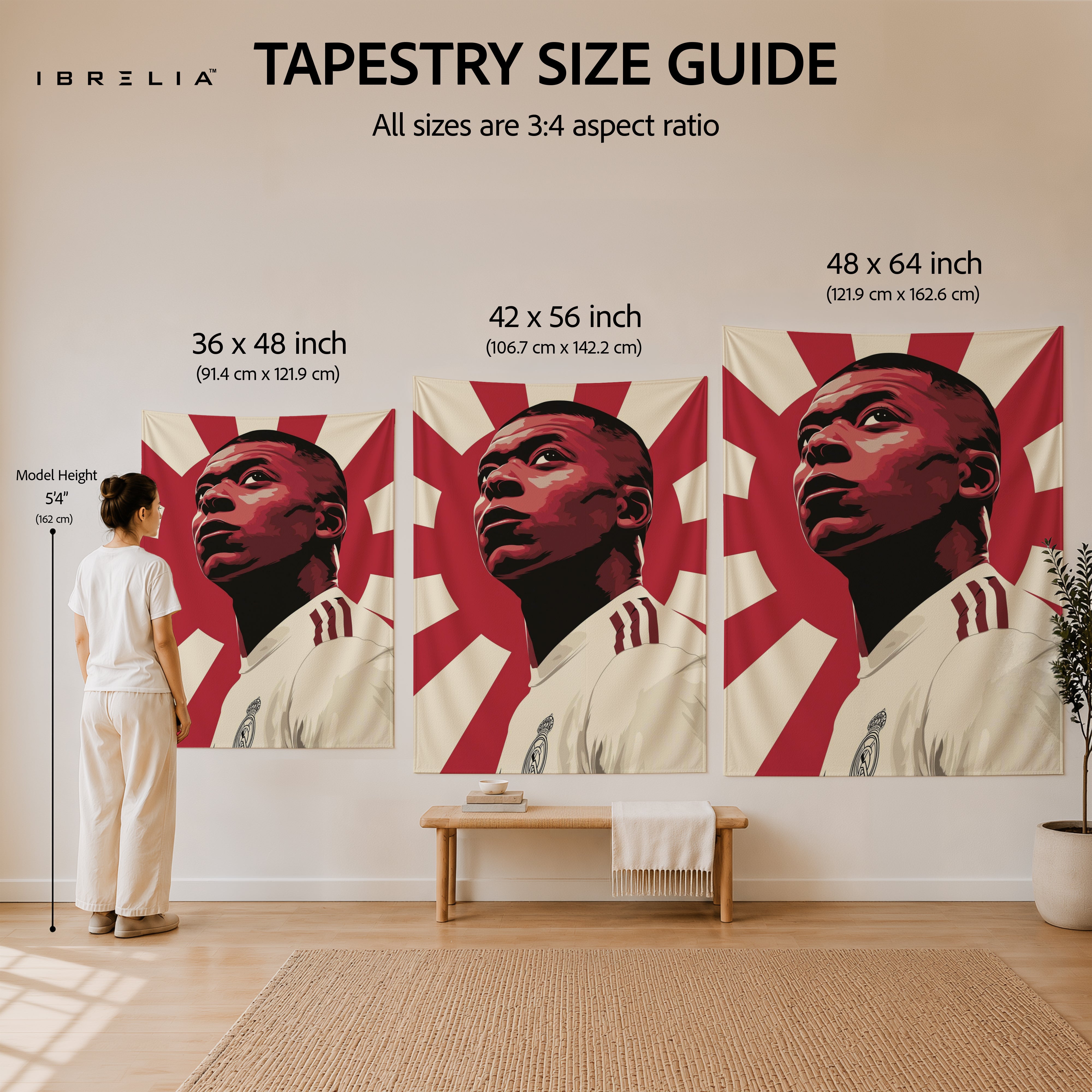 Kylian Mbappé Rising Sun Wall Tapestry | Premium Heavyweight Jute Fabric Wall Hanging