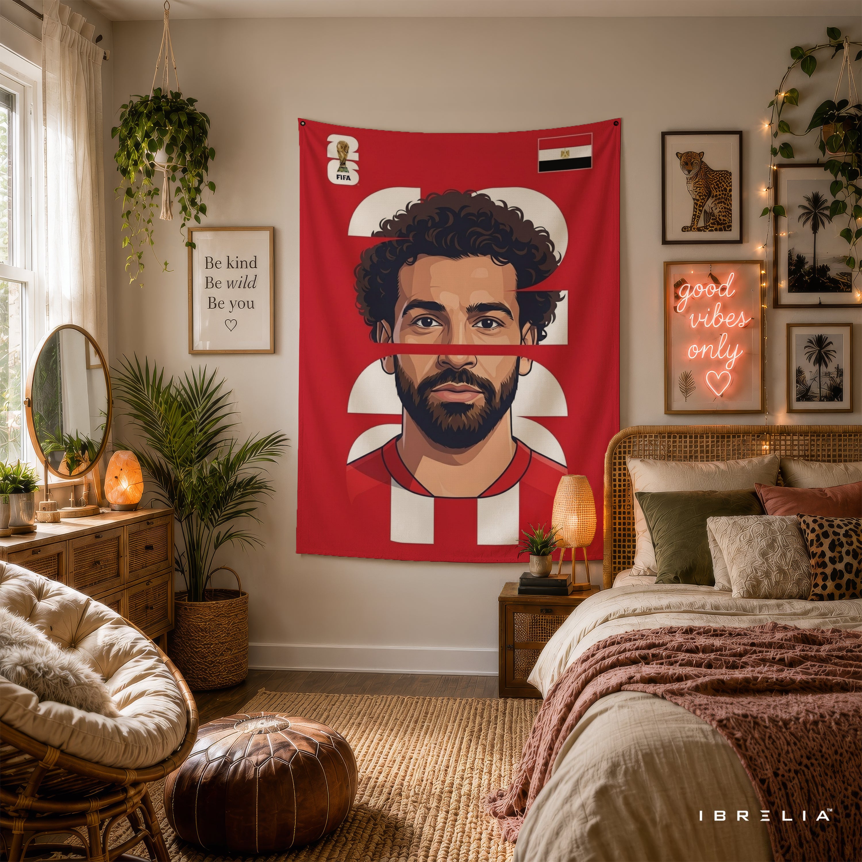 Mohamed Salah Egypt Minimal Portrait Wall Tapestry | Premium Heavyweight Jute Fabric Wall Hanging