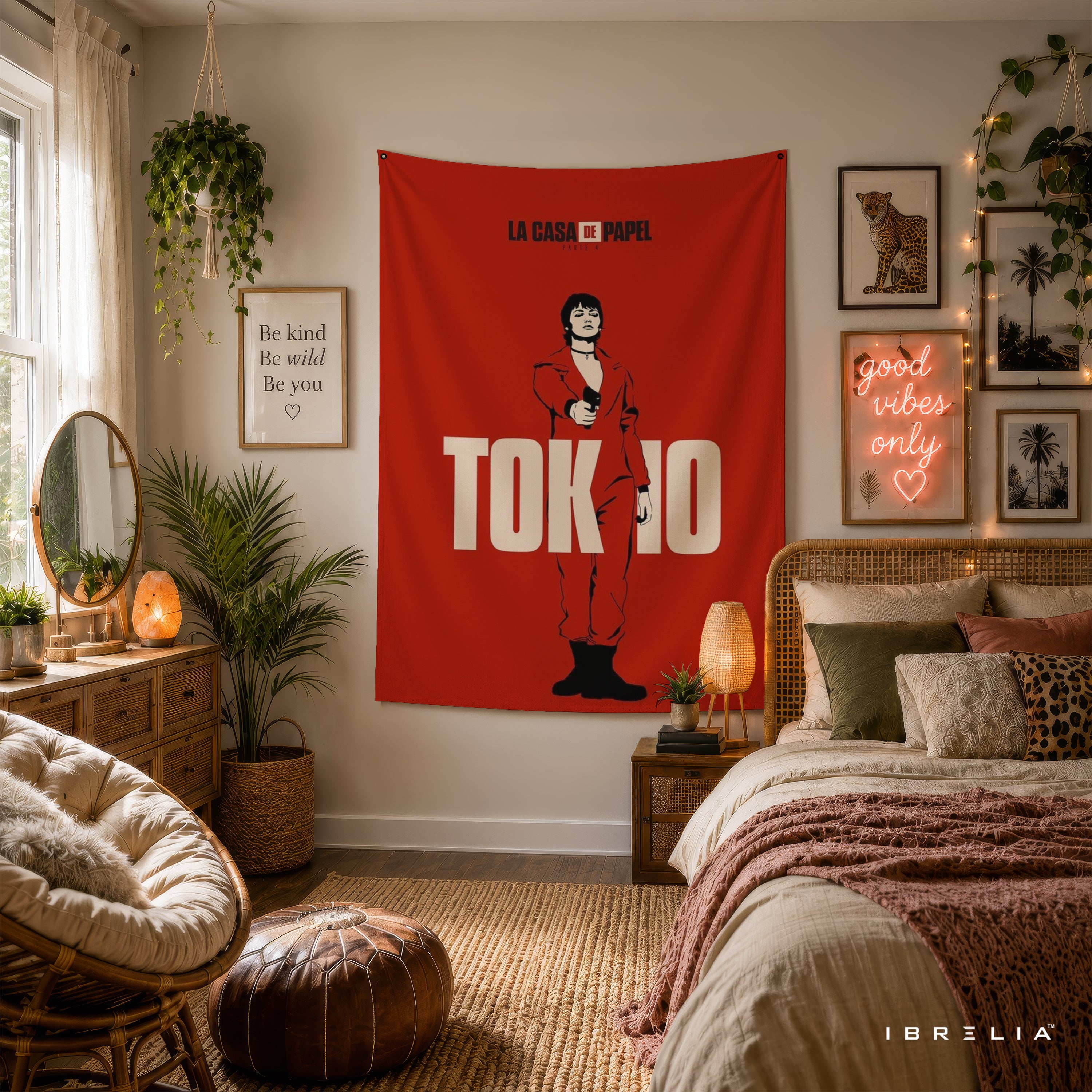 Tokyo Minimalist Wall Tapestry | Premium Heavyweight Jute Fabric Wall Hanging