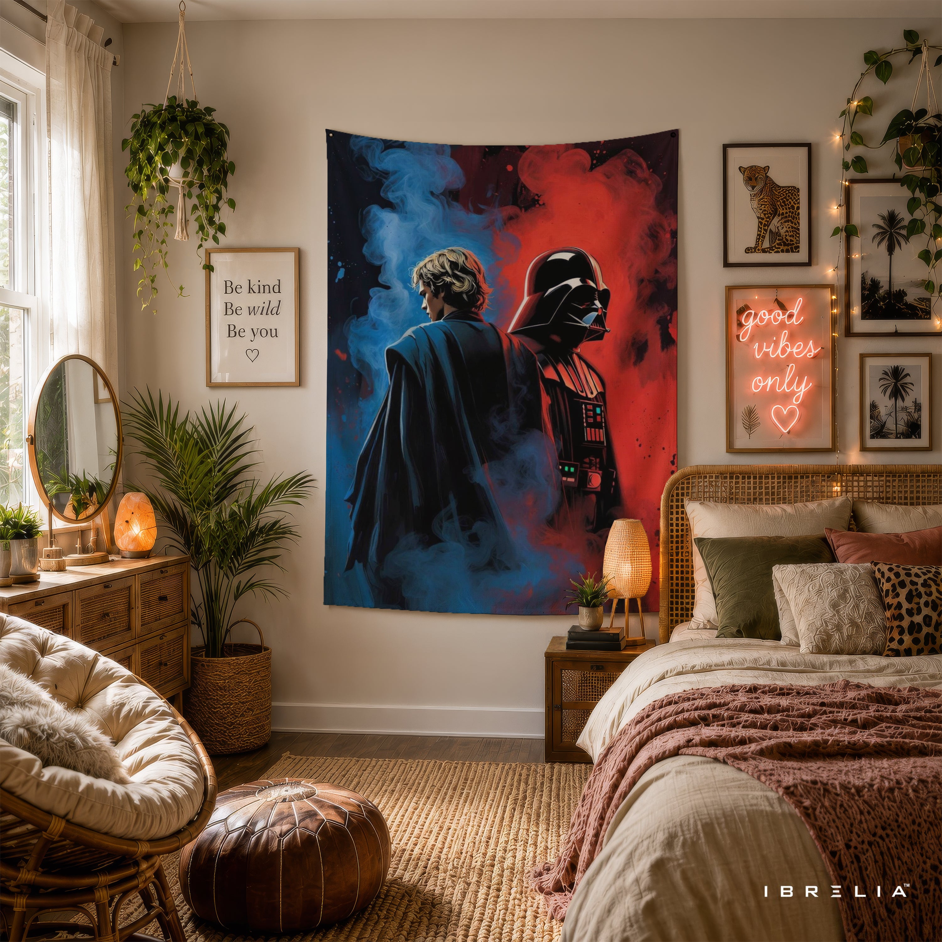 Luke Skywalker & Darth Vader Duality Wall Tapestry – Star Wars Epic Sci-Fi Wall Hanging
