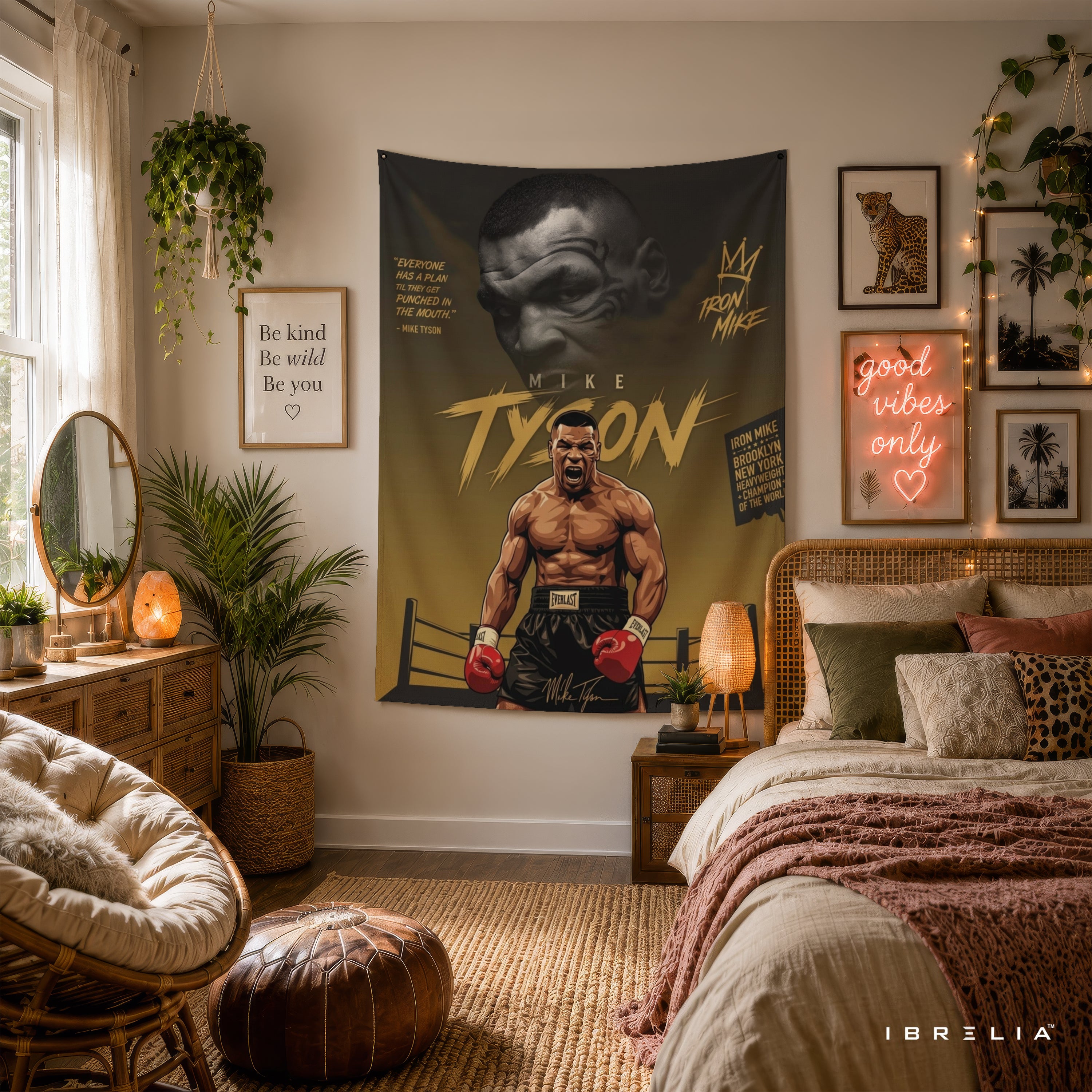 Mike Tyson Iron Mike Champion Wall Tapestry | Premium Heavyweight Jute Fabric Wall Hanging