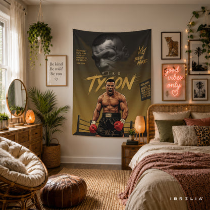 Mike Tyson Iron Mike Champion Wall Tapestry | Premium Heavyweight Jute Fabric Wall Hanging