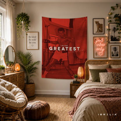 Muhammad Ali I'm The Greatest Wall Tapestry | Premium Heavyweight Jute Fabric Wall Hanging