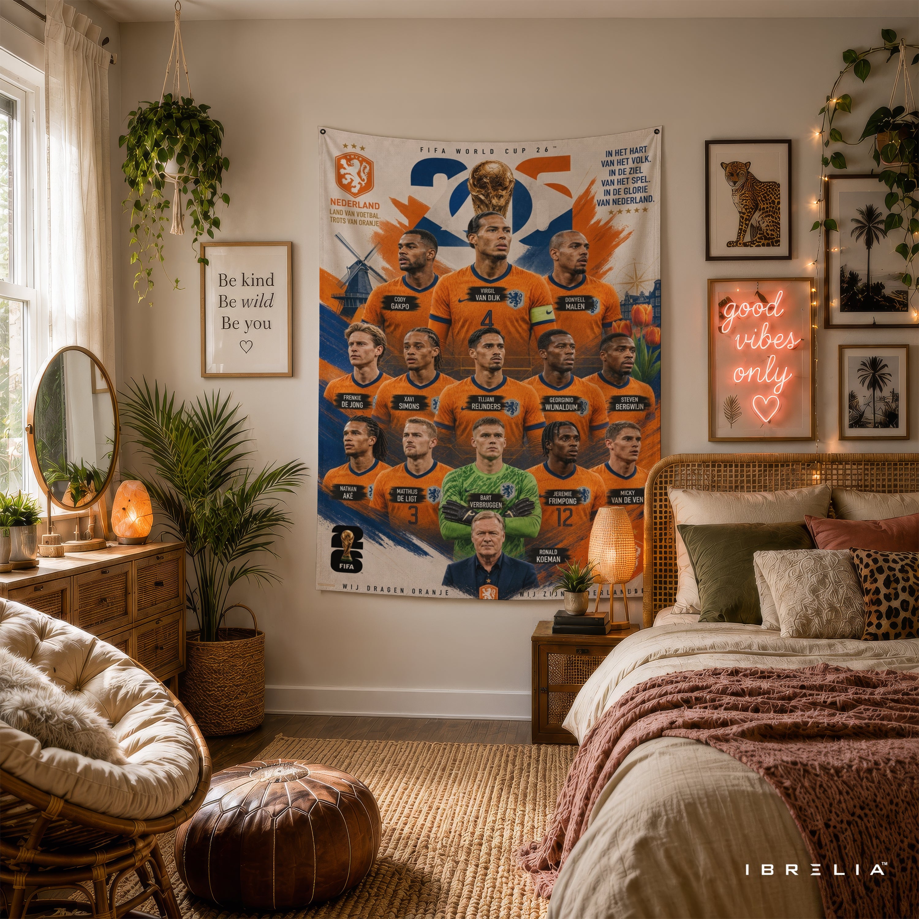 Netherlands National Football Team Legends Wall Tapestry | Premium Heavyweight Jute Fabric Wall Hanging