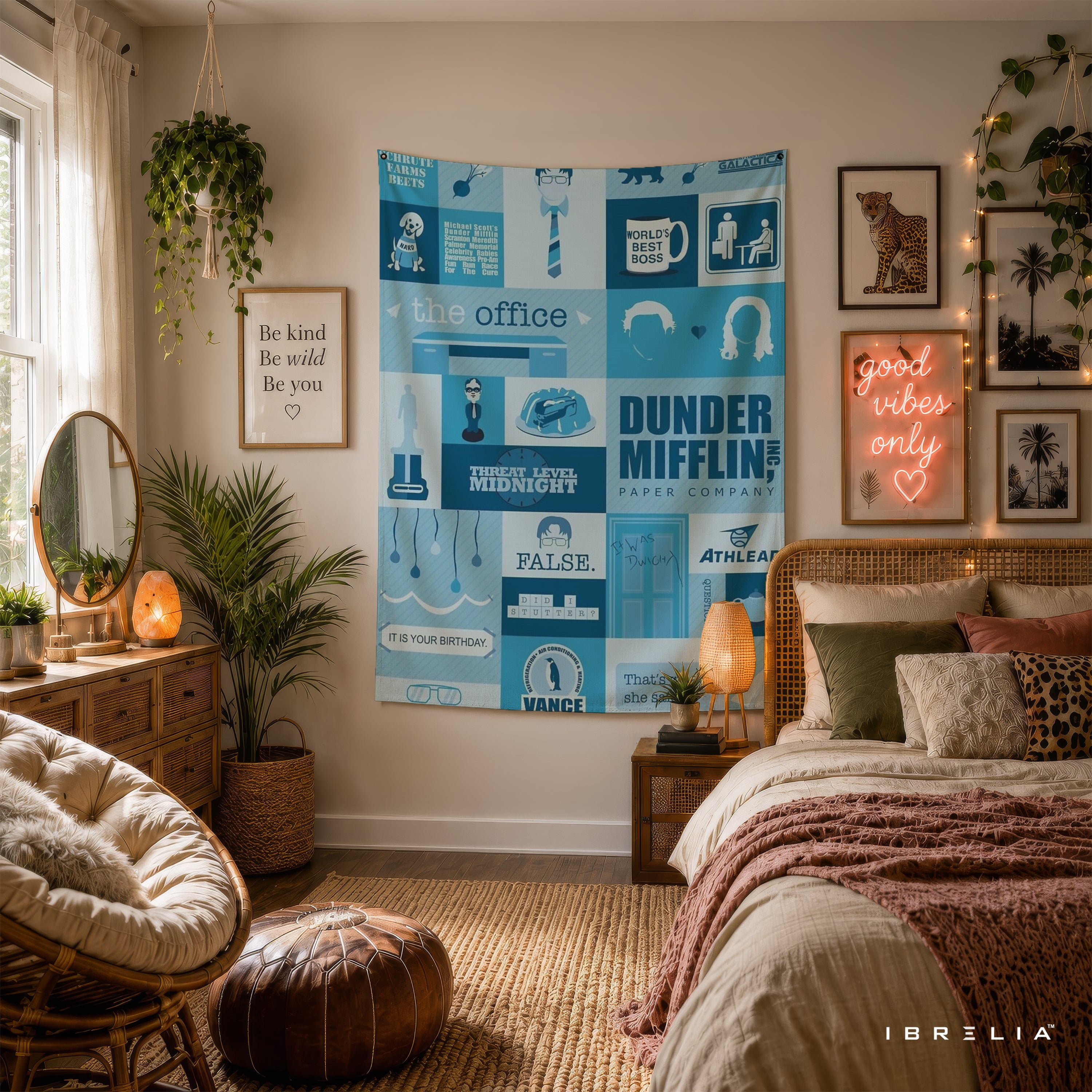 The Office Icons Collage Wall Tapestry | Premium Heavyweight Jute Fabric Wall Hanging