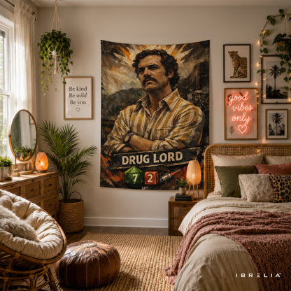 Pablo Escobar Drug Lord Wall Tapestry | Premium Heavyweight Jute Fabric Wall Hanging