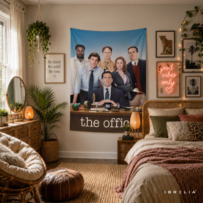 The Office Cast Group Poster Wall Tapestry | Premium Heavyweight Jute Fabric Wall Hanging
