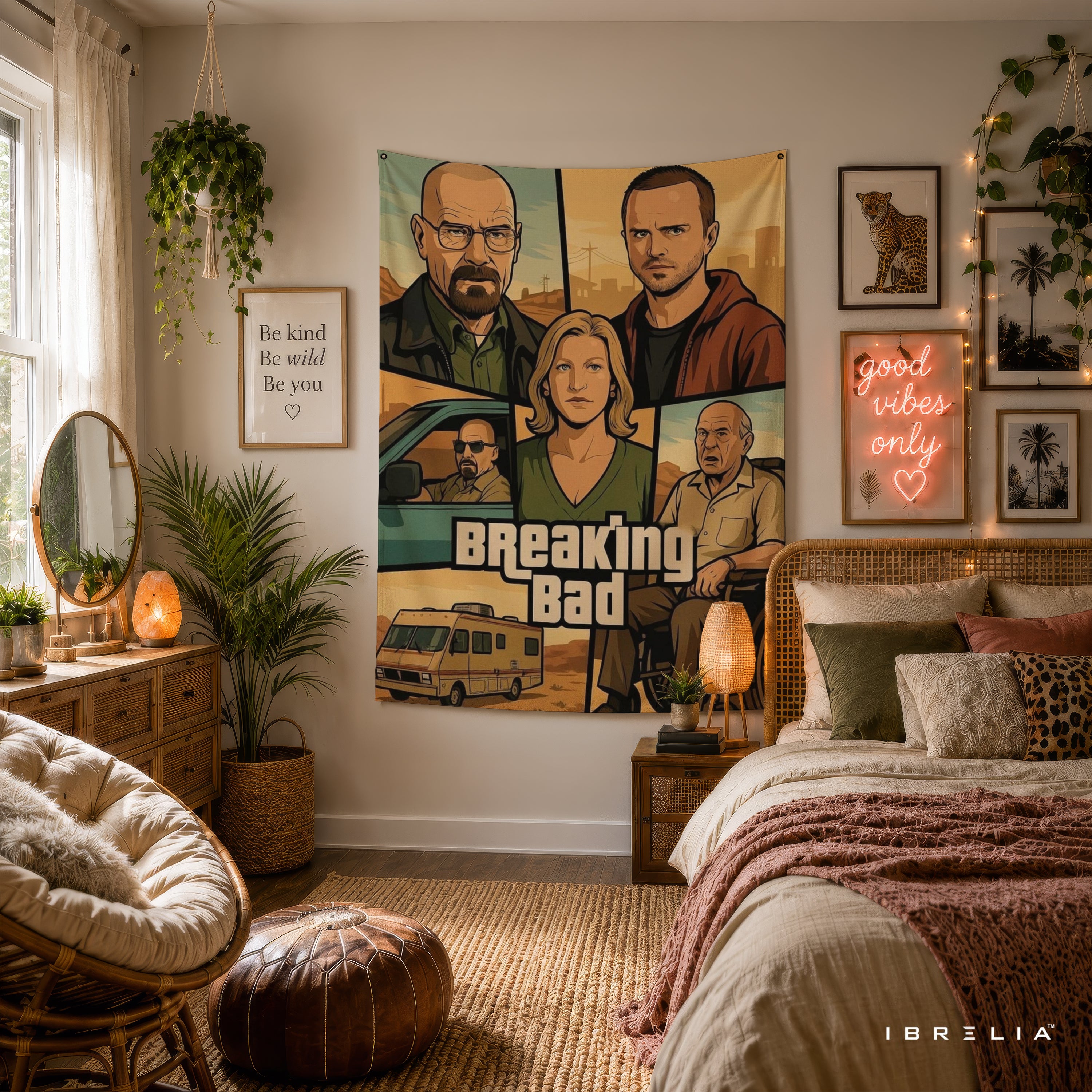 Breaking Bad Vintage Character Collage Wall Tapestry – Walter White & Jesse Pinkman Artwork