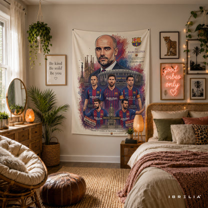 Pep Guardiola FC Barcelona Legend Wall Tapestry | Premium Heavyweight Jute Fabric Wall Hanging