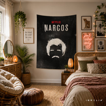 Narcos Minimalist Wall Tapestry | Premium Heavyweight Jute Fabric Wall Hanging