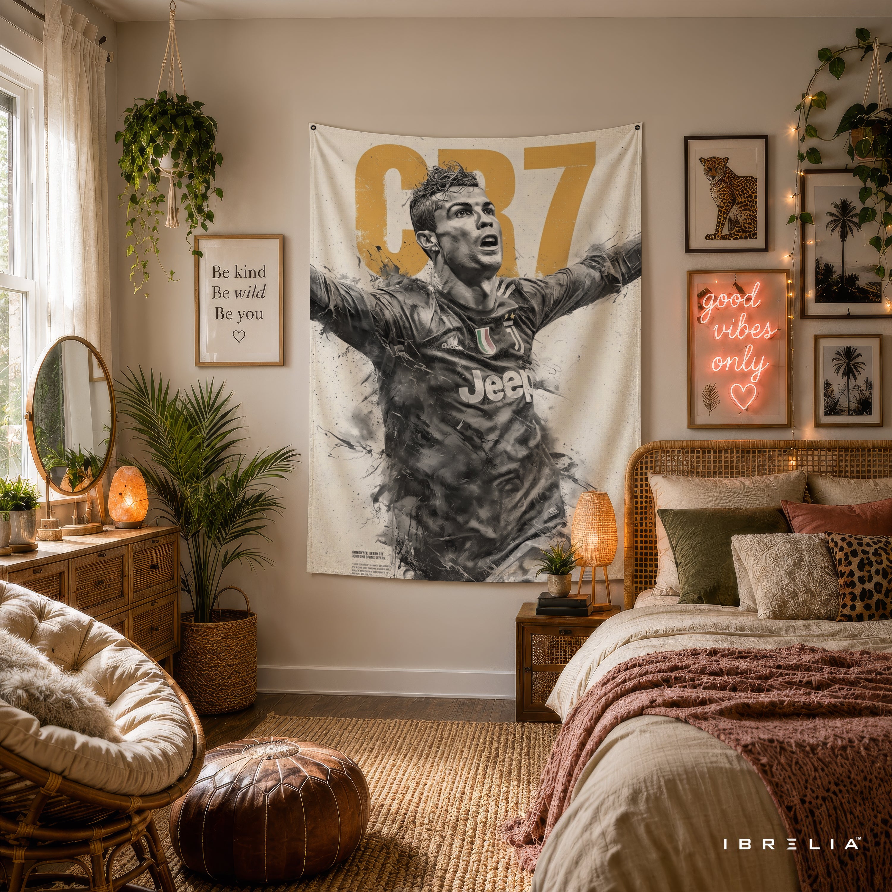 Cristiano Ronaldo CR7 Juventus Wall Tapestry | Premium Heavyweight Jute Fabric Wall Hanging
