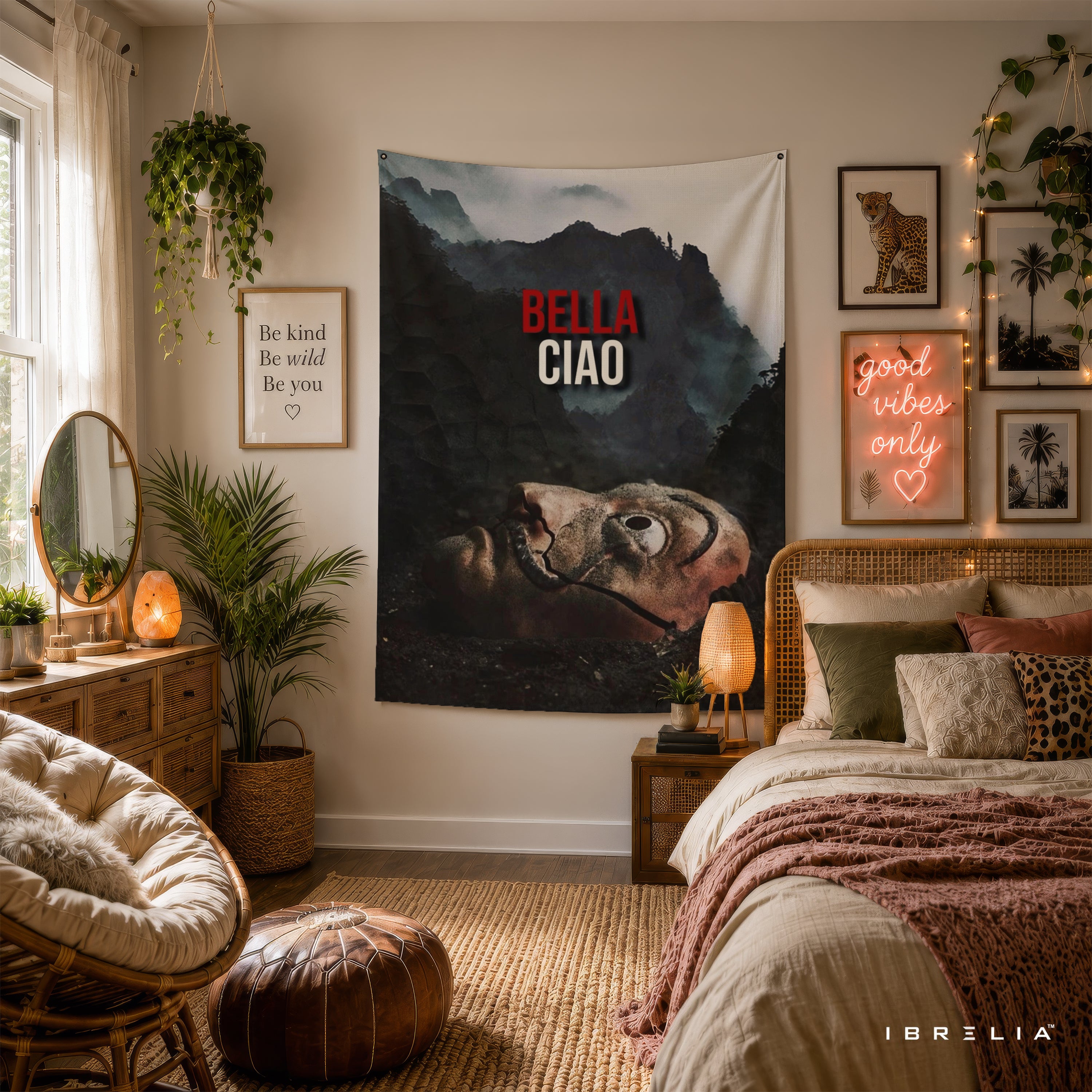 Bella Ciao Money Heist Wall Tapestry | Premium Heavyweight Jute Fabric Wall Hanging