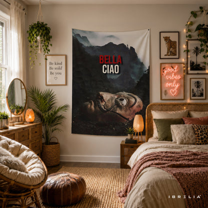 Bella Ciao Money Heist Wall Tapestry | Premium Heavyweight Jute Fabric Wall Hanging