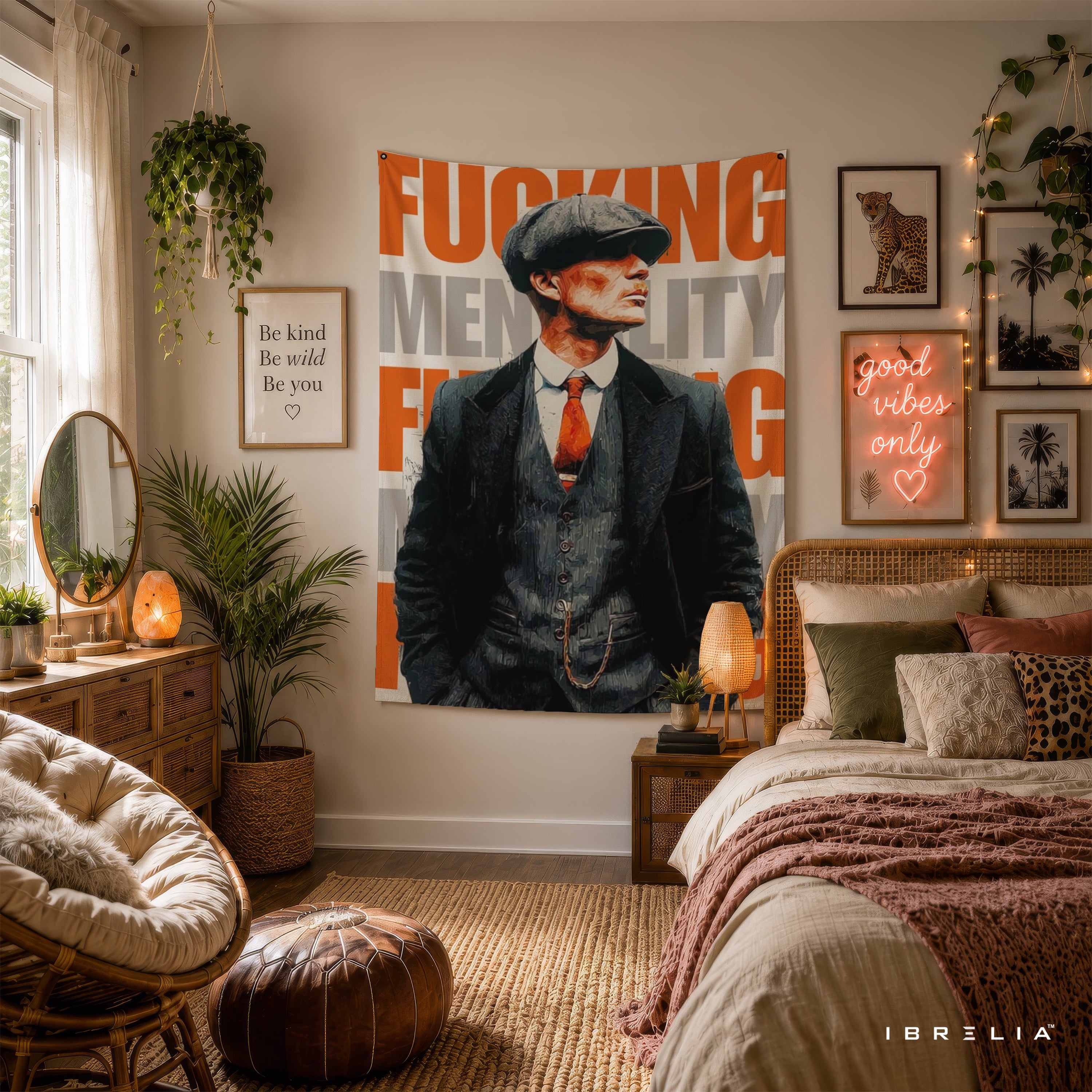 Thomas Shelby F*ing Mentality Peaky Blinders Wall Tapestry | Premium Heavyweight Jute Fabric Wall Hanging**