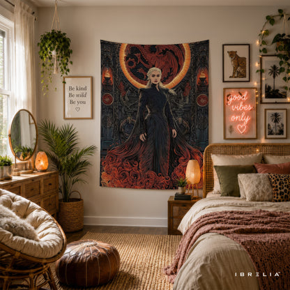 Daenerys Targaryen Game of Thrones Wall Tapestry | Premium Heavyweight Jute Fabric Wall Hanging